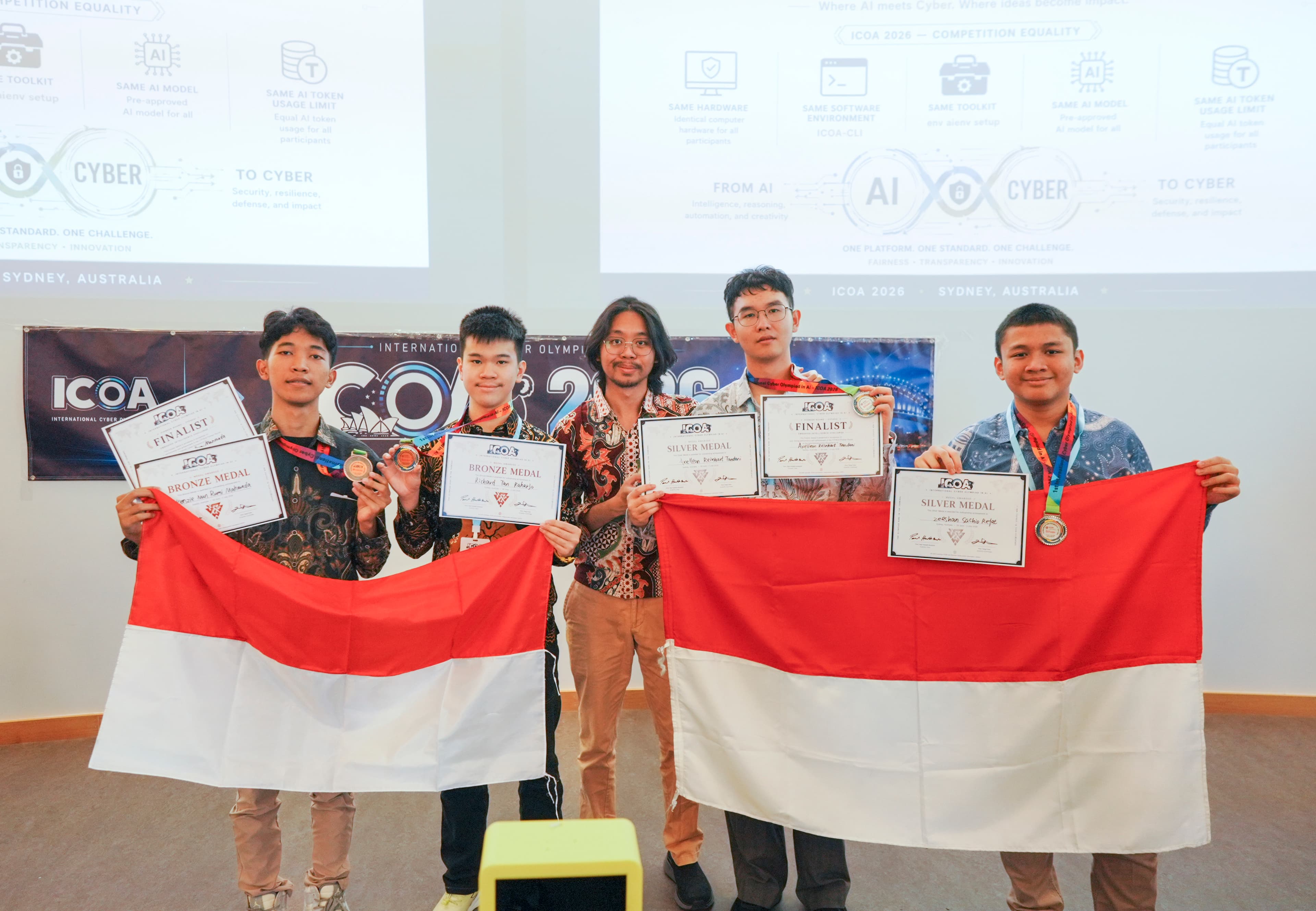 Tim Indonesia di ICOA 2026, Sydney: Axelleon, Zeeshan, Kenzie, dan Richard